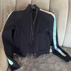 Off-White Black Bomber Jacket with Pastel Accents
